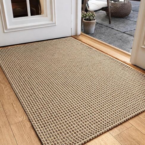 Runner Rug for Hallway 2x6, Machine Washable Rug Runner Non Slip, Boho Woven Kitchen Runner, Low-Pile Indoor Entryway Rug for High Traffic Areas, Living Room, Laundry Room (2'x6', Brown) in Saudi Arabia
