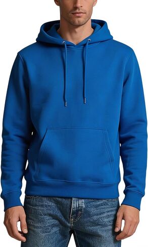 Men's Fleece Pullover Hoodie Soft Hooded Sweatshirts Casual Long Sleeve Drawstring Athletic Hoodies Kangaroo Pocket in Saudi Arabia