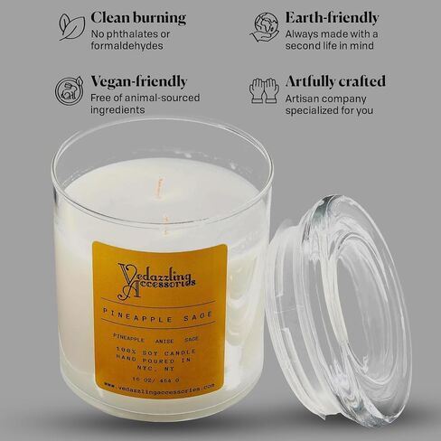 Premium Pineapple Sage Soy Wax Candle - 17 oz Handpoured, Dual Wick, 50 Hour Burn Time, Aromatic Eco-Friendly Candle in Saudi Arabia