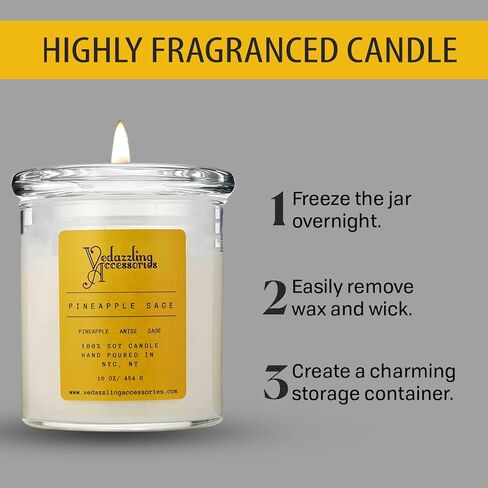 Premium Pineapple Sage Soy Wax Candle - 17 oz Handpoured, Dual Wick, 50 Hour Burn Time, Aromatic Eco-Friendly Candle in Saudi Arabia