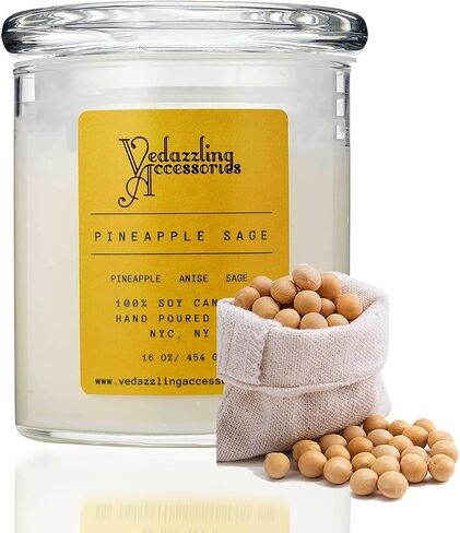 Premium Pineapple Sage Soy Wax Candle - 17 oz Handpoured, Dual Wick, 50 Hour Burn Time, Aromatic Eco-Friendly Candle in Saudi Arabia