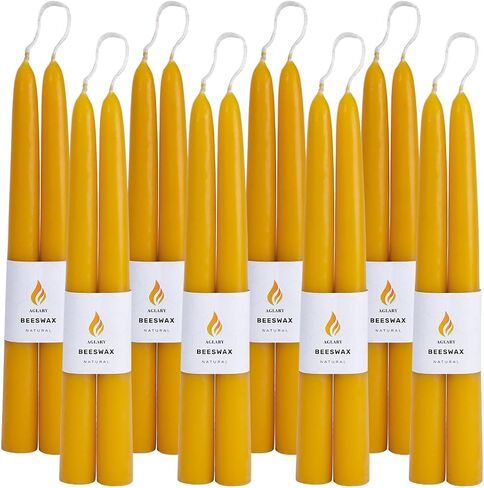16PCS Beeswax Taper Candles, 9" Handmade Natural Candles, Dripless and Smokeless，9 Hour Burn Time in Saudi Arabia