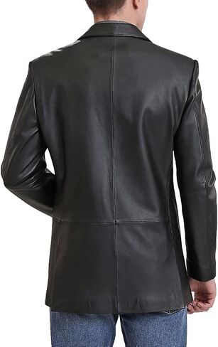 BGSD Men Leroy 3-Button Lambskin Leather Blazer Sport Coat Jacket (Also available in Big and Tall and Short) in Kuwait
