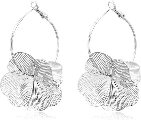 Gold Flower Earrings for Women Chunky Boho Statement Flower Dangle Earrings in Saudi Arabia