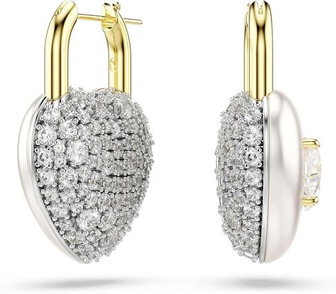 Swarovski Idyllia drop earrings, Mixed cuts, Heart, White, Gold-tone plated in Kuwait