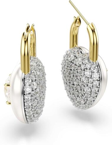 Swarovski Idyllia drop earrings, Mixed cuts, Heart, White, Gold-tone plated in Kuwait
