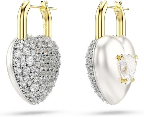 Swarovski Idyllia drop earrings, Mixed cuts, Heart, White, Gold-tone plated in Kuwait