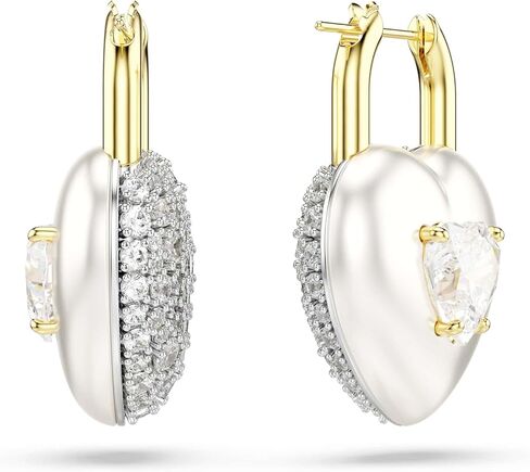 Swarovski Idyllia drop earrings, Mixed cuts, Heart, White, Gold-tone plated in Kuwait