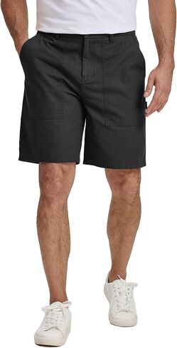 JMIERR Men's Cotton Carpenter Work Shorts - Button & Elastic Waist, Multi-Pocket Casual Shorts in Kuwait