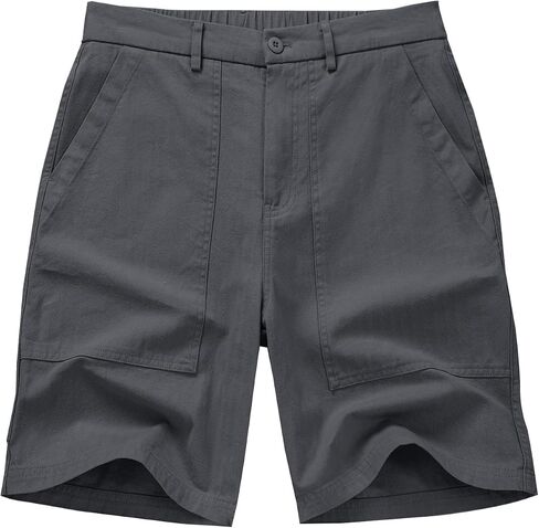 JMIERR Men's Cotton Carpenter Work Shorts - Button & Elastic Waist, Multi-Pocket Casual Shorts in Kuwait