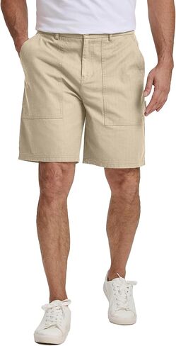 JMIERR Men's Cotton Carpenter Work Shorts - Button & Elastic Waist, Multi-Pocket Casual Shorts in Kuwait