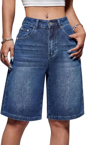 Women Jorts Baggy Wide Leg Jean Shorts Mid-Low Waisted Y2k Long Bermuda Denim Shorts for Womens Summer Streetwear in Kuwait