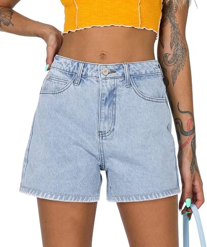 onlypuff Womens Jean Short Cut Off Denim Shorts High Waist Ripped Distressed Stretchy in Kuwait