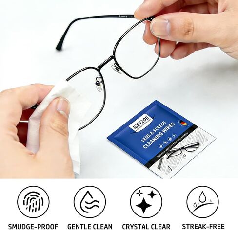 220 PCS Lens Clean Wipes for Eyeglasses, Pre-moistened Cleaning Wipes, Individually Wrapped Scratch-Free Streak-Free Formula for Sunglasses Camera Lens Goggles, Portable Optical Wipes in Saudi Arabia