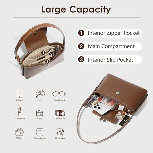 Leather Shoulder Bag, Small Crossbody Bags for Women Cute Handbags with Adjustable Strap | Genuine Leather in Saudi Arabia
