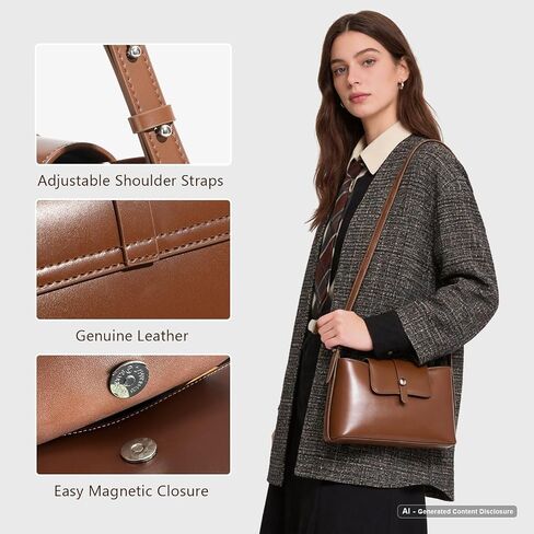 Leather Shoulder Bag, Small Crossbody Bags for Women Cute Handbags with Adjustable Strap | Genuine Leather in Saudi Arabia