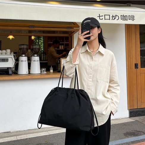 Nylon Tote Bag for Women Versatile Drawstring Shoulder Bag Work Travel Tote Handbag with Easy Carry Handles in Saudi Arabia