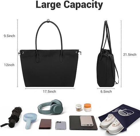 Nylon Tote Bag for Women Versatile Drawstring Shoulder Bag Work Travel Tote Handbag with Easy Carry Handles in Saudi Arabia