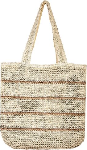 TOFUNTOY Straw Beach Bag for Women Summer Handmade Woven Shoulder Beach Tote Bag Large Capacity Tote Bag for Summer Vacation in Saudi Arabia