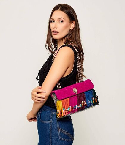 KURT GEIGER LONDON Kensington Leather Fringe Shoulder Bag | Double chain strap in Saudi Arabia
