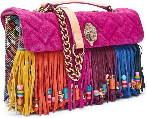 KURT GEIGER LONDON Kensington Leather Fringe Shoulder Bag | Double chain strap in Saudi Arabia