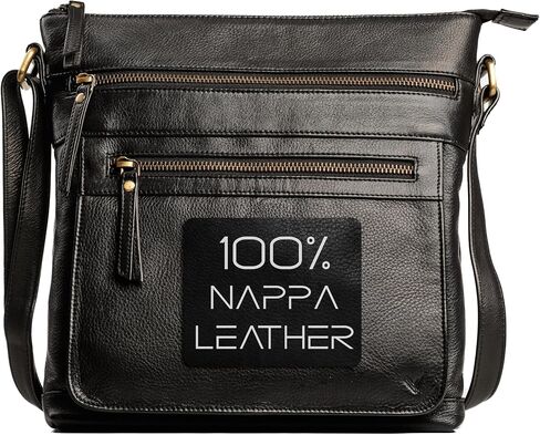 Leather Crossbody Bags for Women - Leather Cross Body Bag for Woman -Small Handbag with Large Capacity & Many Zippers in Saudi Arabia