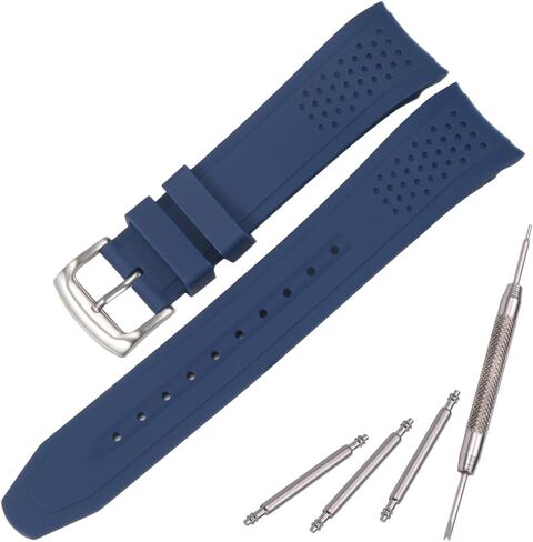 23mm Silicone Replacement Band Compatible with Citizen Men's Eco-Drive Weekender Strap AW1150-07E AW1158-05L Blue Rubber Curved End Diver Bracelet in Kuwait