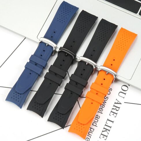 23mm Silicone Replacement Band Compatible with Citizen Men's Eco-Drive Weekender Strap AW1150-07E AW1158-05L Blue Rubber Curved End Diver Bracelet in Kuwait