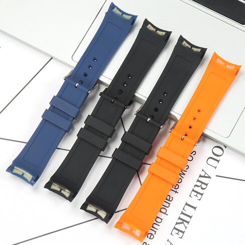 23mm Silicone Replacement Band Compatible with Citizen Men's Eco-Drive Weekender Strap AW1150-07E AW1158-05L Blue Rubber Curved End Diver Bracelet in Kuwait