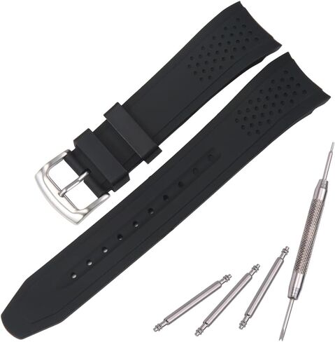 23mm Silicone Replacement Band Compatible with Citizen Men's Eco-Drive Weekender Strap AW1150-07E AW1158-05L Blue Rubber Curved End Diver Bracelet in Kuwait