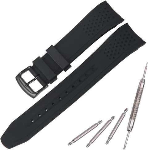 23mm Silicone Replacement Band Compatible with Citizen Men's Eco-Drive Weekender Strap AW1150-07E AW1158-05L Blue Rubber Curved End Diver Bracelet in Kuwait
