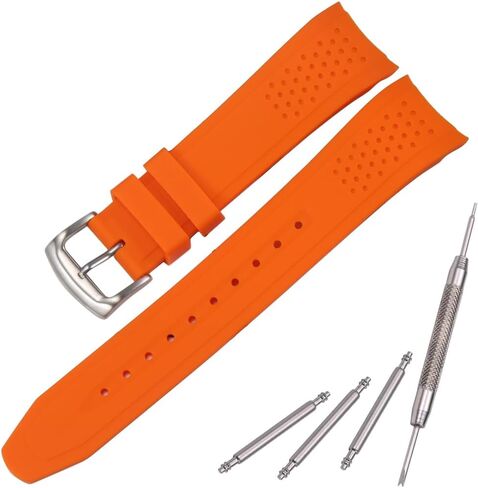 23mm Silicone Replacement Band Compatible with Citizen Men's Eco-Drive Weekender Strap AW1150-07E AW1158-05L Blue Rubber Curved End Diver Bracelet in Kuwait