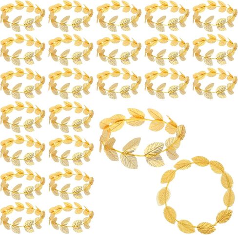 25 Pcs Gold Laurel Crown Wreath, Greek Leaf Headband Roman Goddess Costume Headpiece for Women Men Toga Party Halloween Cosplay Wedding Decorations in Kuwait