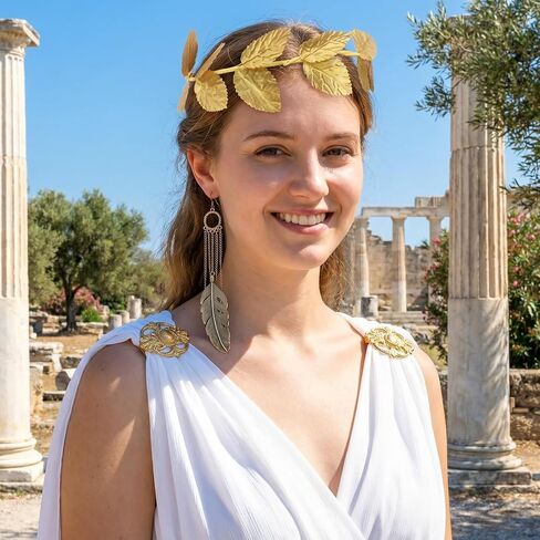 25 Pcs Gold Laurel Crown Wreath, Greek Leaf Headband Roman Goddess Costume Headpiece for Women Men Toga Party Halloween Cosplay Wedding Decorations in Kuwait