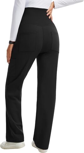 Women's Maternity Scrub Pants with 6 Pockets, 4-Way Stretchy Straight Leg Pregnancy Workwear Pant in Saudi Arabia