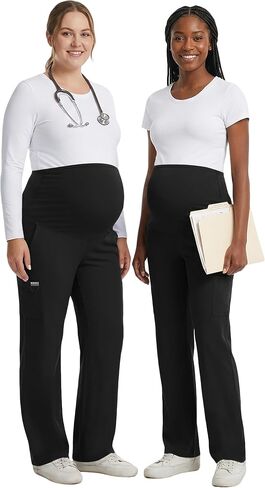 Women's Maternity Scrub Pants with 6 Pockets, 4-Way Stretchy Straight Leg Pregnancy Workwear Pant in Saudi Arabia