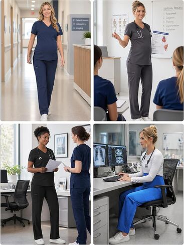 Women's Maternity Scrub Pants with 6 Pockets, 4-Way Stretchy Straight Leg Pregnancy Workwear Pant in Saudi Arabia