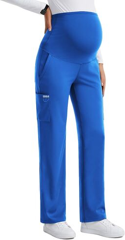 Women's Maternity Scrub Pants with 6 Pockets, 4-Way Stretchy Straight Leg Pregnancy Workwear Pant in Saudi Arabia