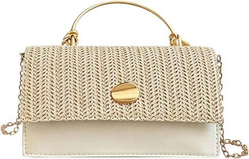 Straw Crossbody Bag for Women, Summer Beach Top Handle Purse Woven Envelope Handbag Satchel Shoulder Bag for Vacation in Saudi Arabia