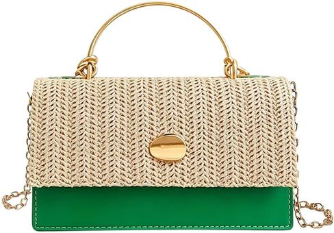 Straw Crossbody Bag for Women, Summer Beach Top Handle Purse Woven Envelope Handbag Satchel Shoulder Bag for Vacation in Saudi Arabia