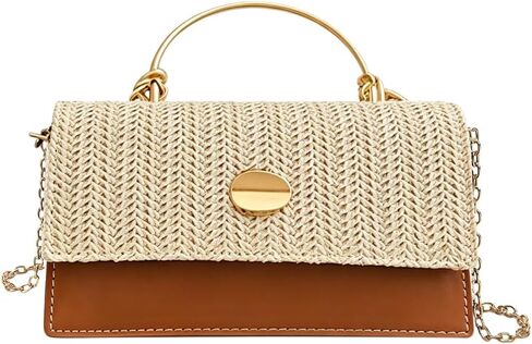 Straw Crossbody Bag for Women, Summer Beach Top Handle Purse Woven Envelope Handbag Satchel Shoulder Bag for Vacation in Saudi Arabia