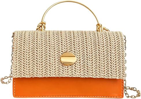 Straw Crossbody Bag for Women, Summer Beach Top Handle Purse Woven Envelope Handbag Satchel Shoulder Bag for Vacation in Saudi Arabia