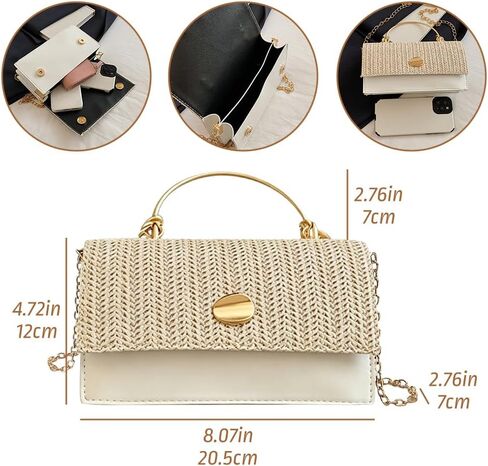 Straw Crossbody Bag for Women, Summer Beach Top Handle Purse Woven Envelope Handbag Satchel Shoulder Bag for Vacation in Saudi Arabia