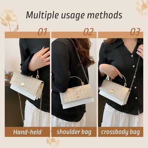 Straw Crossbody Bag for Women, Summer Beach Top Handle Purse Woven Envelope Handbag Satchel Shoulder Bag for Vacation in Saudi Arabia