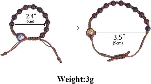 Eastern Orthodox Wooden Prayer Bracelet Adjustable Rope-Braided Handmade Beaded Jewelry with Jesus and Mary Icon Decor for Religious Devotion in Saudi Arabia