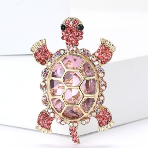 Sparkly Rhinestone Turtle Brooch Charming Pink Green Accessory for Everyday Elegance Brooch Pin Accessories in Kuwait