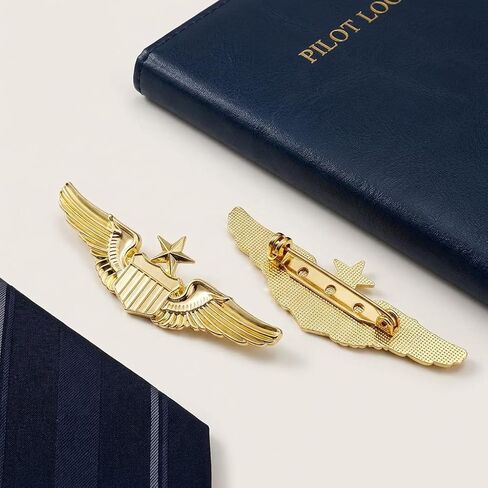 Airplane Pin,Pilot Wings Pin,Gold Air Force Senior Pilot Wing Badge,Pilot Costume Lapel Pins,Metal Aviator Pins for Hat Shirt Uniform Costume,Gift for Flight Schools & Graduation in Kuwait