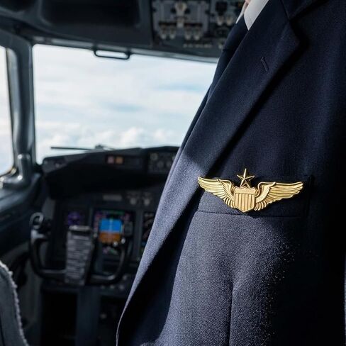 Airplane Pin,Pilot Wings Pin,Gold Air Force Senior Pilot Wing Badge,Pilot Costume Lapel Pins,Metal Aviator Pins for Hat Shirt Uniform Costume,Gift for Flight Schools & Graduation in Kuwait