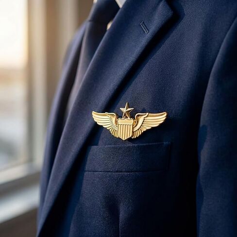 Airplane Pin,Pilot Wings Pin,Gold Air Force Senior Pilot Wing Badge,Pilot Costume Lapel Pins,Metal Aviator Pins for Hat Shirt Uniform Costume,Gift for Flight Schools & Graduation in Kuwait