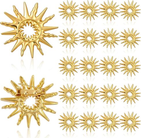 Liliaafar 24 Pcs Gold Sun Brooch Pins for Women Men Fashion Gold Tone Brooches Lapel Pins for Dainty Suit Hat Dress Clothing Accessories Birthday Holiday Jewelry Gifts in Kuwait